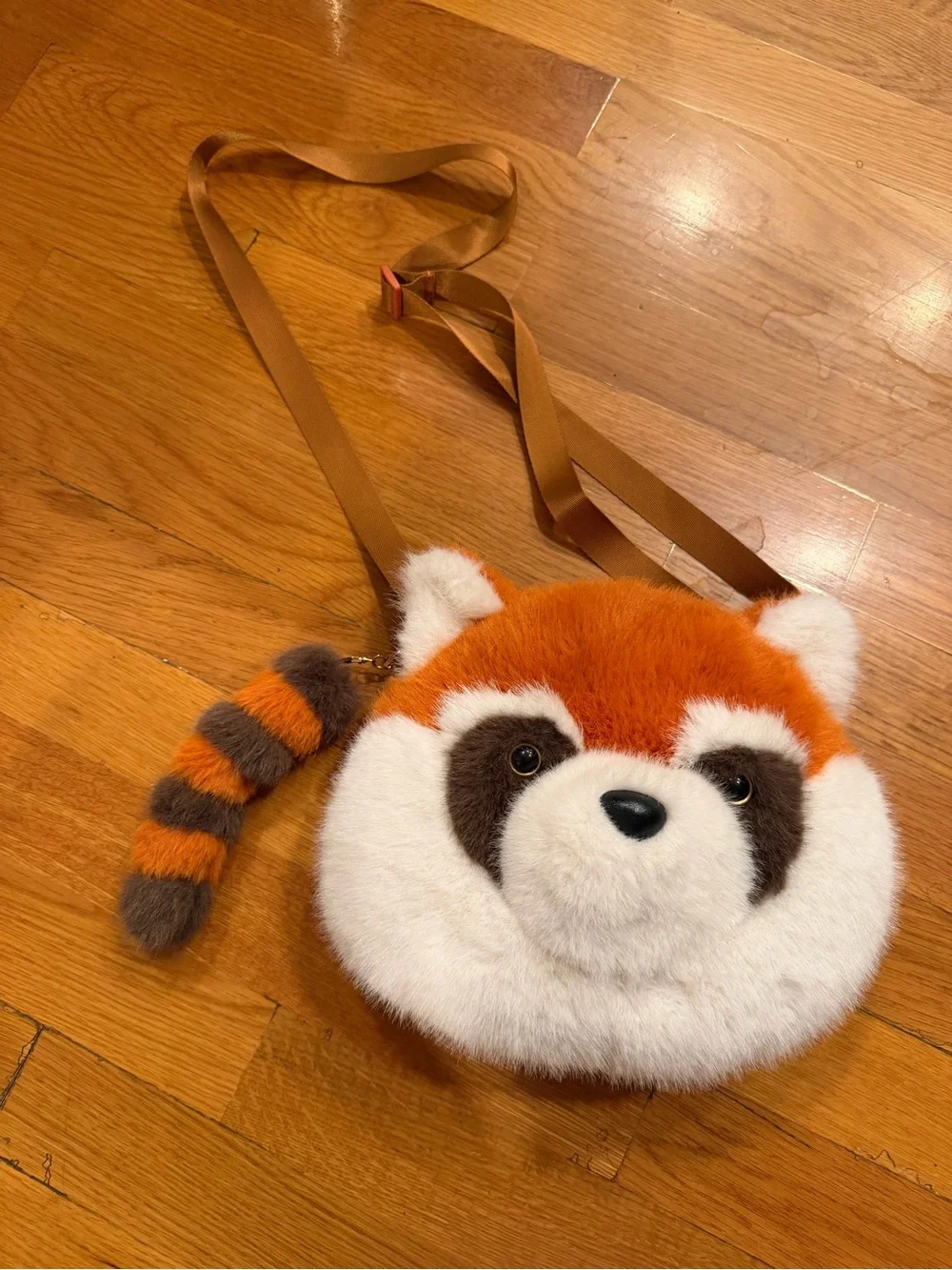 Kids Plush Red Panda Crossbody Bag - Brown Strap